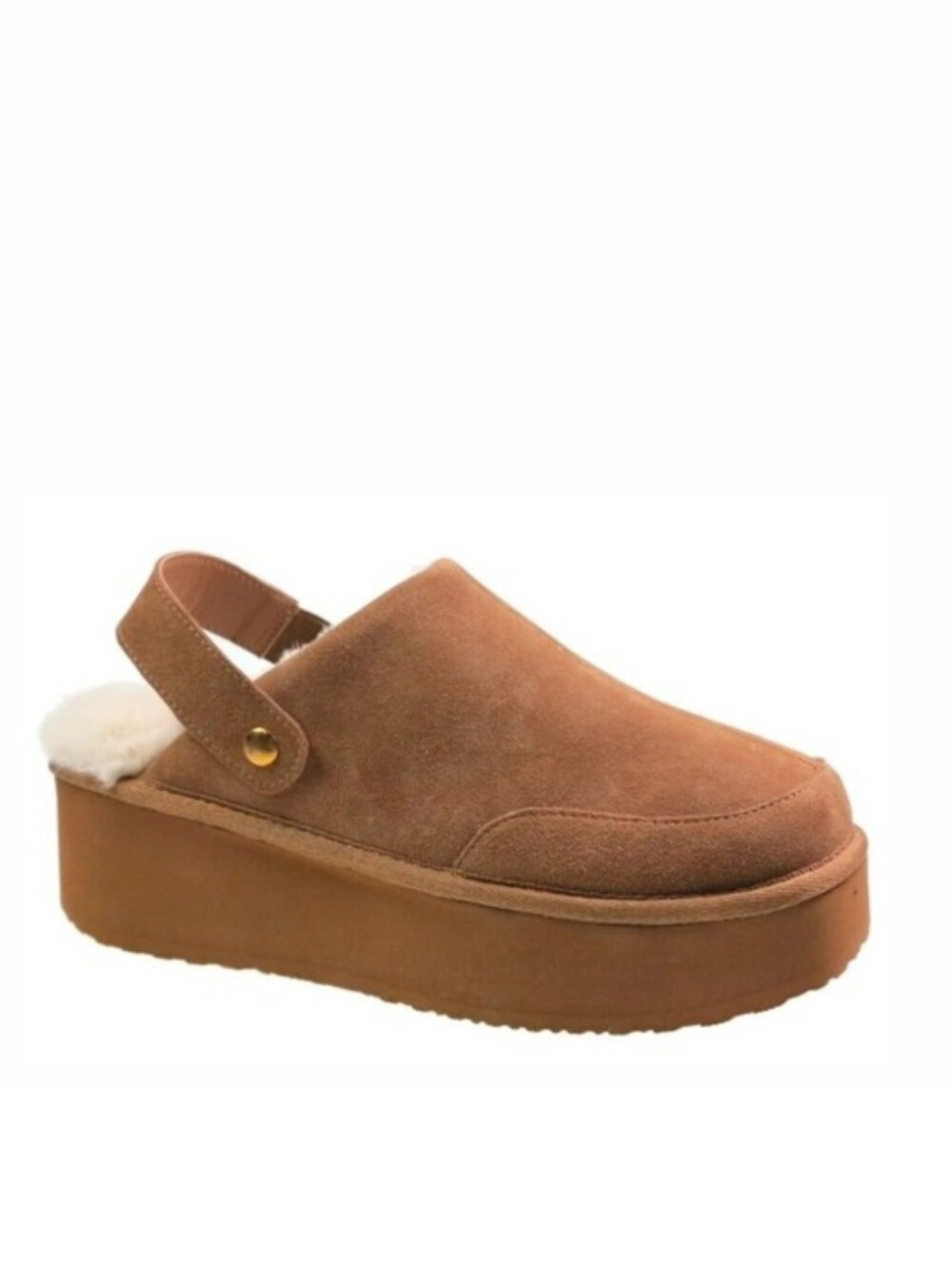 Joyspun Platform Slingback Women's Clogs Faux Fur Suede Slides Mule Size 8 - Picture 5 of 6